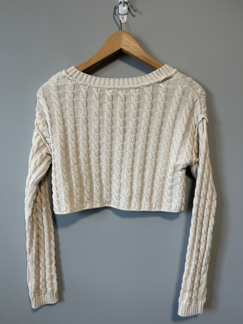 Free People Tuesday Coastal Cotton Cable Knit Cropped Sweater - Picture 4 of 11